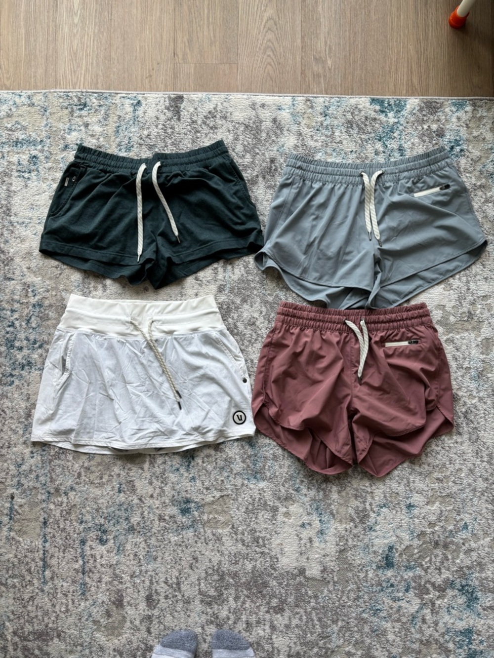 VUORI Bundle - Athletic Drawstring Short and Skirt - Green, Blue, White, Mauve